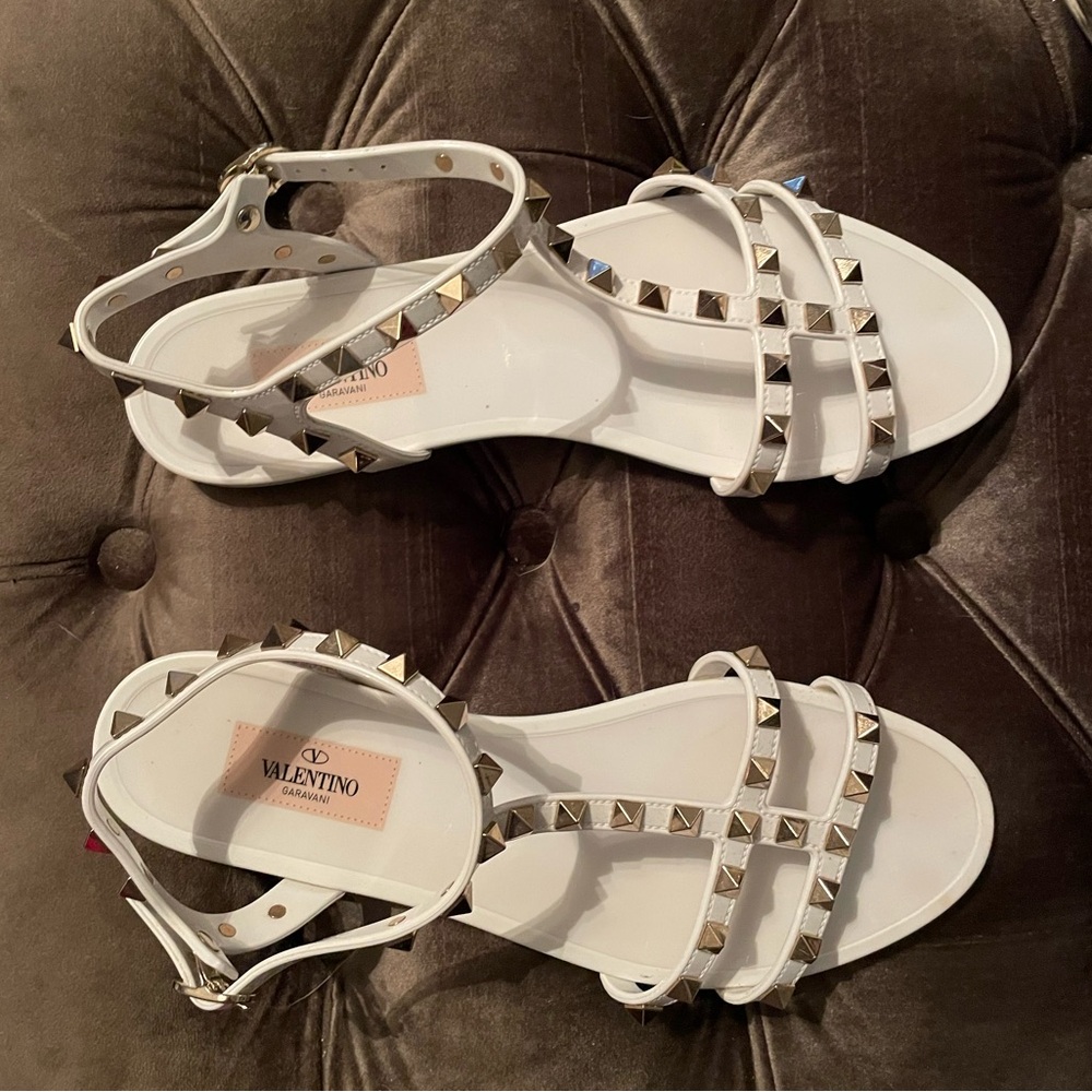 Valentino White Studded Sandals Authentic